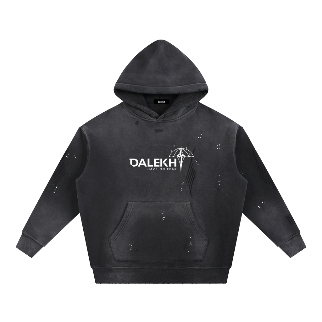 Vintage Washed Frayed Fleece Hoodie