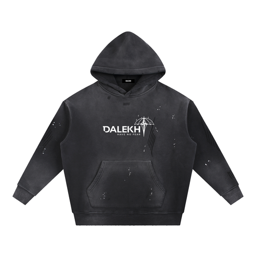 Vintage Washed Frayed Fleece Hoodie